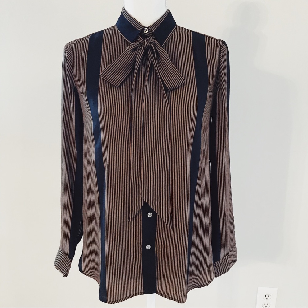 [LOFT] Women’s Stripes Bow Blouse (NWOT)